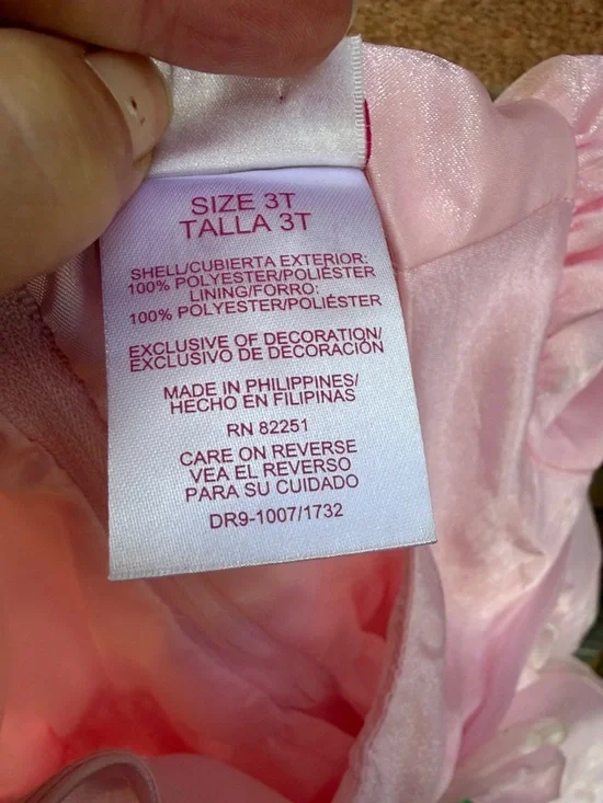 Nannette Light Pink Satin Flower Girl Dress Size 3T - Picture 5 of 5